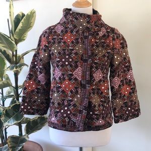 Embroidered High Collar Jacket by Tolani size S